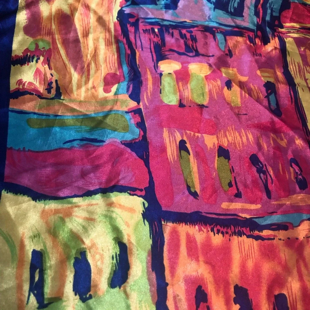 Scarf based on Kadinsky Munich painting- Silk, Or Silk-like (no Tags) Colorful!